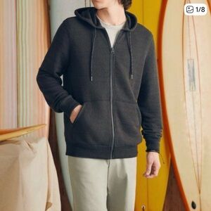 Faherty Whitewater Full Zip Hoodie Medium Charcoal Grey